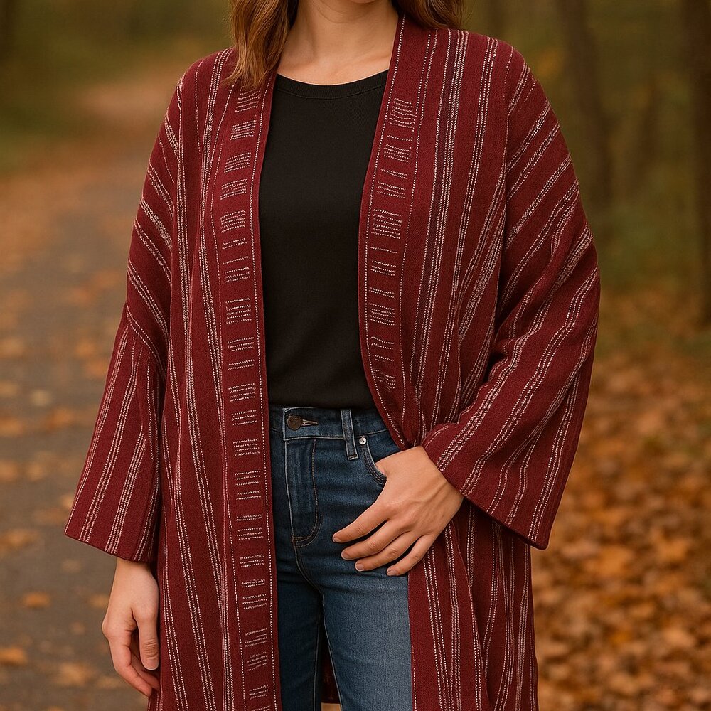 Sadie & Sage Brown Aztec Southwestern Kimono Cardigan – Boho Fall Layer – Small - Picture 2 of 13